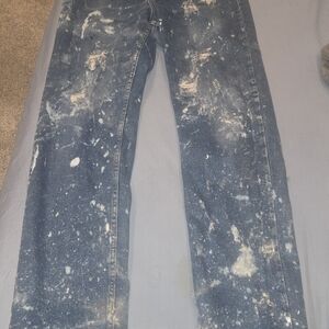 Wrangler Men's Slim Straight Jeans - Distressed Blue With HOLES